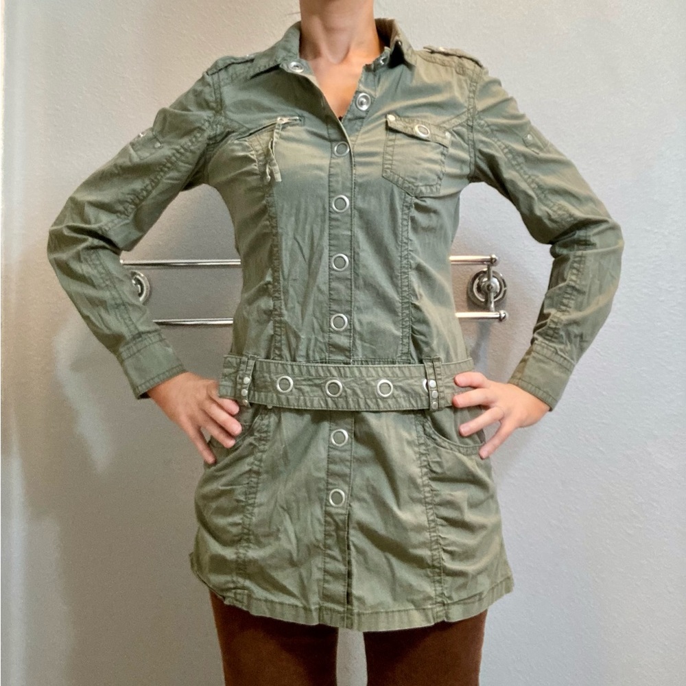 Army green y2k cargo dress